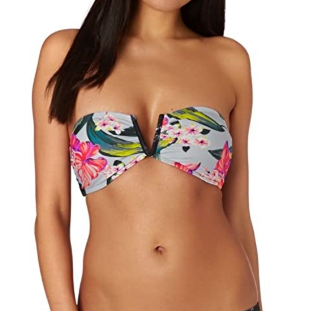 Rusty Tropical Floral Bandeau Bikini Top Size 12 Swimwear